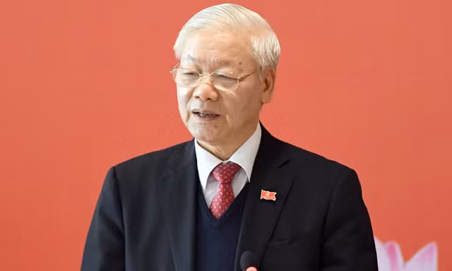 Tổng Bí thư, Chủ tịch nước Nguyễn Phú Trọng chủ trì họp báo quốc tế. (Ảnh: Như Ý)