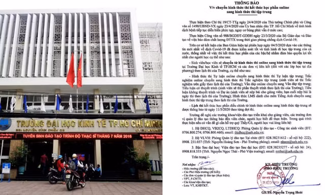 Sinh viên ĐH Kinh Tế TP.HCM bức xúc khi trường đột ngột đổi thi online sang thi tập trung