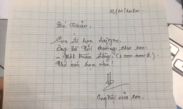 Rưng rưng với bức thư của ông nội 86 tuổi gửi cháu gái trước ngày lên thành phố nhập học