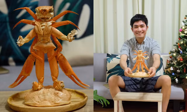 Anh chàng độc thân “biến hóa” con cua thành mô hình siêu nhân: Đẹp thế này ai nỡ ăn chứ!
