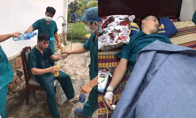 Xót xa hình ảnh các y, bác sĩ tại Đà Nẵng làm việc tới kiệt sức phải truyền nước