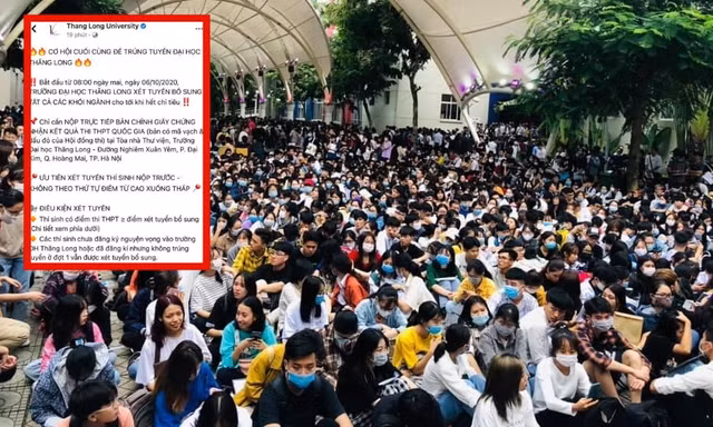 ĐH Thăng Long xét tuyển bổ sung sai quy định, phụ huynh, thí sinh thức xuyên đêm nộp hồ sơ