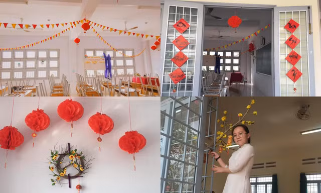 Các bạn học sinh trang trí lớp học đón Tết: Thỏa sức sáng tạo và khoe độ khéo tay!