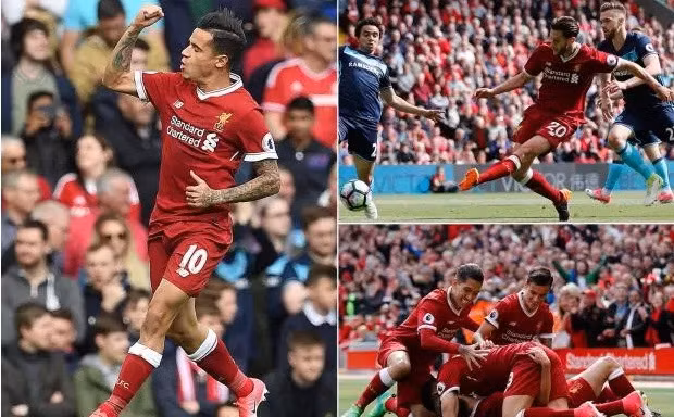 Niềm vui của các cầu thủ Liverpool.
