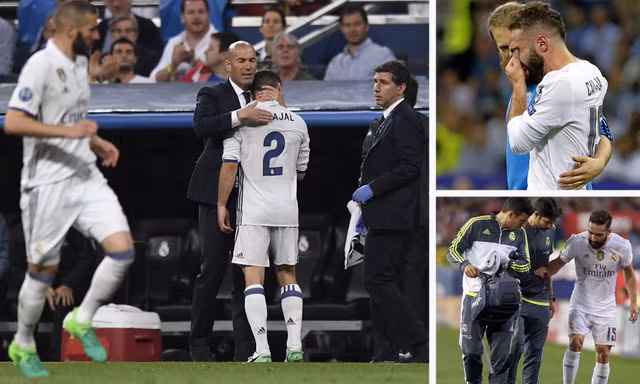 Dani Carvajal dính chấn thương bắp đùi khá nghiêm trọng.