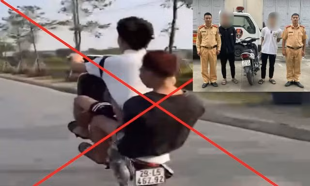 Một phụ huynh bị phạt tiền triệu vì để con điều khiển xe máy 'bốc đầu'