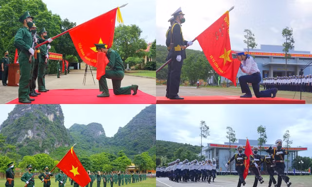 Quang cảnh Lễ tuyên thệ chiến sĩ mới 2021 của Bộ đội Biên phòng Lạng Sơn và Vùng 5 Hải quân, sáng 11/6 