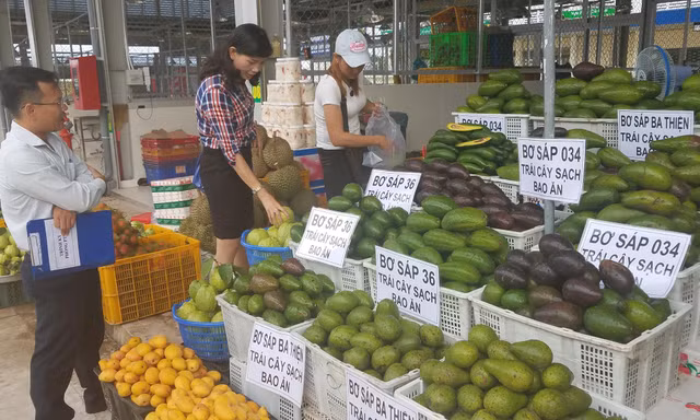 Nhiều loại nông sản bày bán tại chợ nông sản Dầu Giây