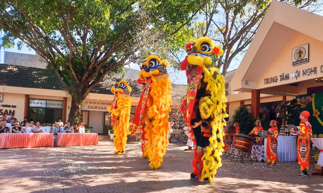 Các du khách Pháp liên tục vỗ tay tán thưởng đoàn lân sư rồng Nhân Nghĩa Đường