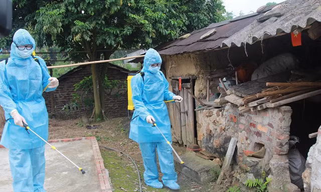Huyện Lộc Bình tiến hành phun thuốc tiêu độc khử trùng, khoanh vùng dập dịch .Ảnh: Quang Duy