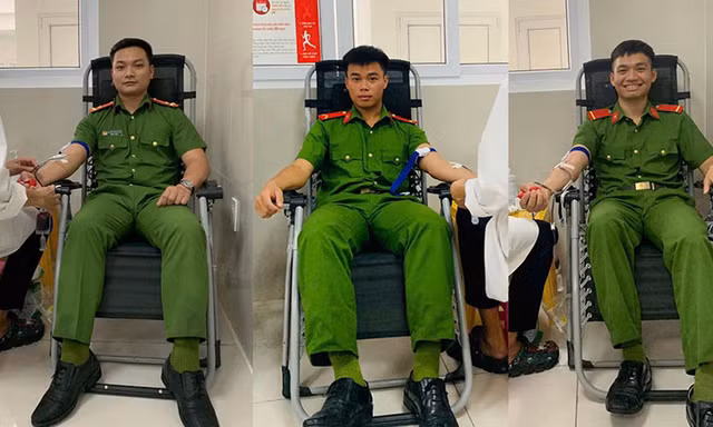3 chiến sỹ công an Quảng Bình kịp thời hiến máu cứu sống sản phụ sinh non 
