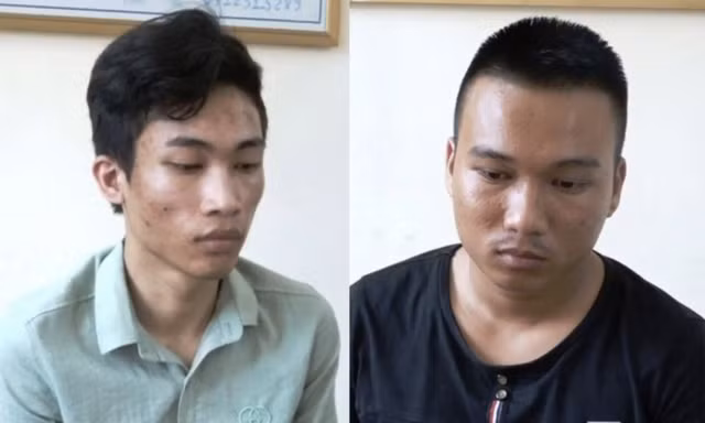 Đối tượng Vinh và Huy tại cơ quan điều tra