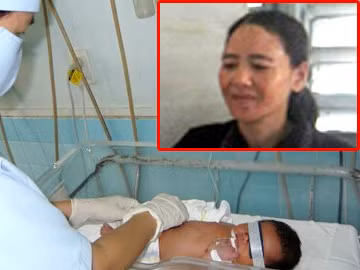 Chú thích ảnh: ảnh 1: Cháu bé đang được các bác sĩ theo dõi chăm sóc tại bệnh viện (ảnh lớn) và bà ngoại cháu bé từ quê vào bệnh viện làm thủ tục nhận cháu bé về nuôi (ảnh nhỏ)