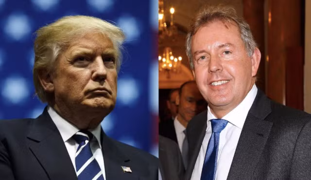 Đại sứ Kim Darroch (phải) và Tổng thống Mỹ Donald Trump. Ảnh: Huffington Post 
