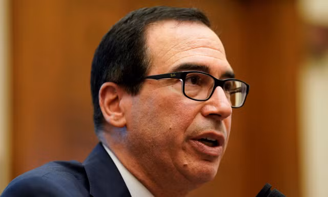 Bộ trưởng Tài chính Mỹ Steven Mnuchin phát biểu trước Ủy ban Tài chính Thượng viện Mỹ về "Hệ thống tài chính quốc tế Mỹ" tại Đồi Capitol.