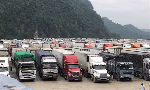 Lượng xe nông sản đổ về các cửa khẩu tăng liên tục trong những ngày gần đây gây nguy cơ ùn tắc tái diễn