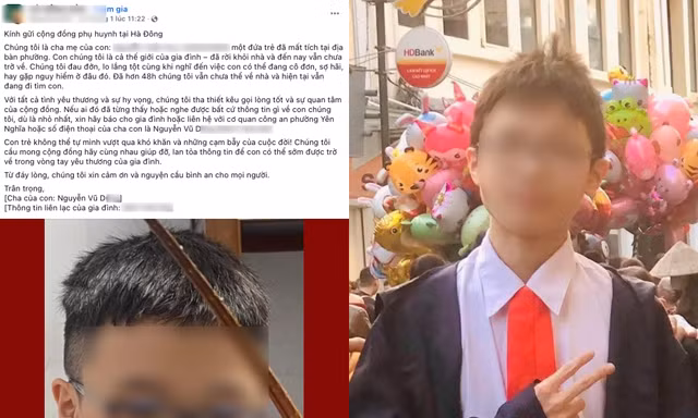 Diễn biến bất ngờ vụ nam sinh 2K9 ở Hà Nội mất tích: Gia đình đã tìm thấy ở TP.HCM