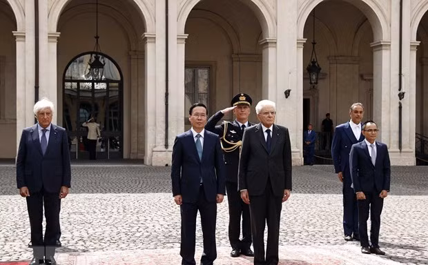 Tổng thống Italy chủ trì Lễ tiễn Chủ tịch nước Võ Văn Thưởng và Phu nhân cùng Đoàn cấp cao Việt Nam