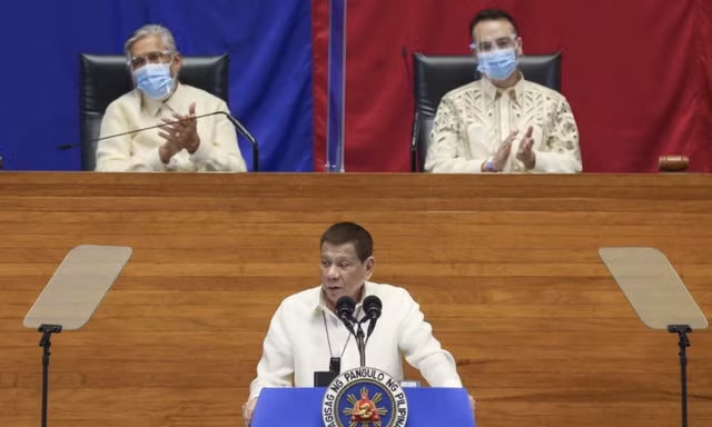 Ông Duterte có bài phát biểu về chính sách quốc gia ngày 27/7. (Ảnh: AP)