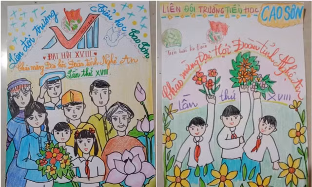Những bức vẽ sinh động của thiếu nhi Nghệ An chào mừng Đại hội Đoàn lần thứ XVIII