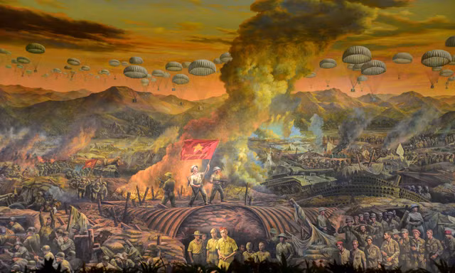 Chiến thắng Điện Biên Phủ được khắc họa sinh động qua tranh tường "Điện Biên Phủ"