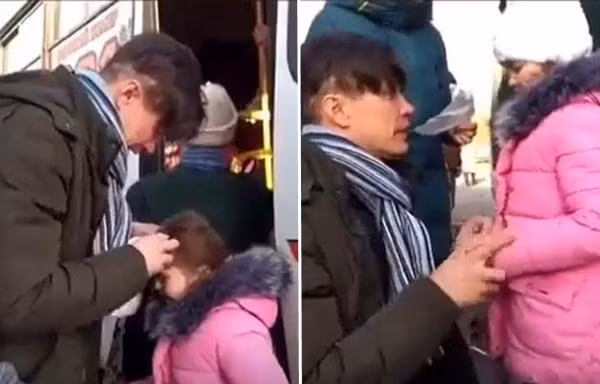 Cha chia tay con gái nhỏ giữa tình hình căng thẳng ở Ukraine, ai xem cũng rơi nước mắt