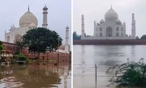 Video nước ngập đến tường của Đền Taj Mahal ở Ấn Độ lần đầu tiên sau 45 năm