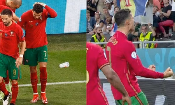 Khán giả bất lịch sự ném chai nước vào Cristiano Ronaldo, như để "trả đũa" cho nhà tài trợ