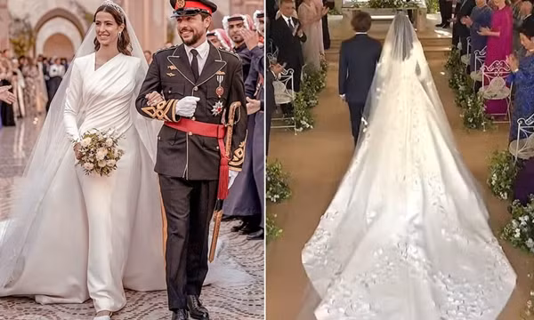 Váy cưới tuyệt mỹ của cô dâu vừa kết hôn với Thái tử Jordan đắt đến mức nào?