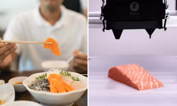 Cá hồi làm bằng công nghệ in 3D vừa được bán ở các siêu thị, ngon như "hàng real"