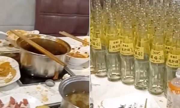 Đi ăn lẩu được dùng nước miễn phí, 6 thiếu niên uống hết 111 chai nước mận