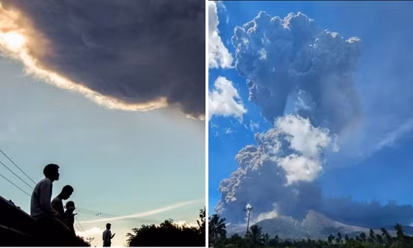 Video ngọn núi lửa hoạt động mạnh ở Indonesia phun trào, cột khói cao 18 km