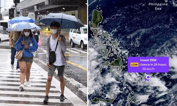 Áp thấp ở gần Philippines có thể trở thành cơn bão đầu tiên của mùa bão 2025