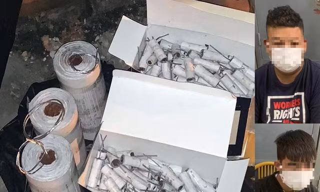 Bắt hai thanh niên sản xuất hàng trăm quả pháo nổ