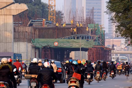 Đường sắt Cát Linh - Hà Đông đang gấp rút thi công các nhà ga (ảnh: Hữu Nghị)