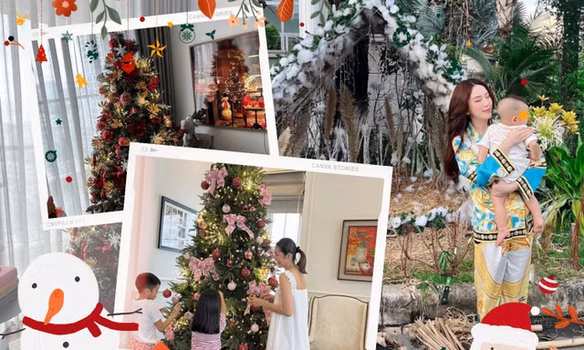 Sao Việt đón Noel vào nhà: Bảo Thy làm hang động tuyết, nhà Hà Tăng có cây thông 3 mét