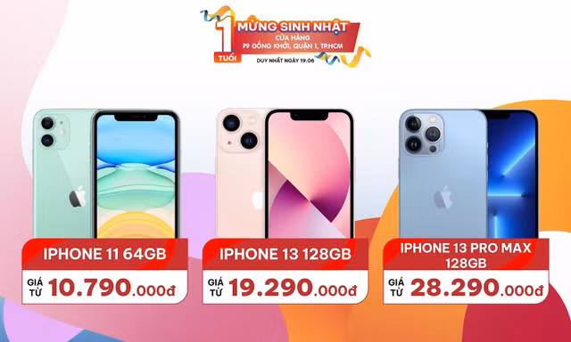 Đại lý bán lẻ mừng sinh nhật, điện thoại và phụ kiện công nghệ giảm đến nửa giá