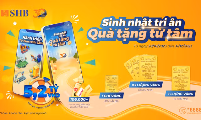 Cùng khám phá game trên SHB Mobile và nhận vàng SJC 999.9