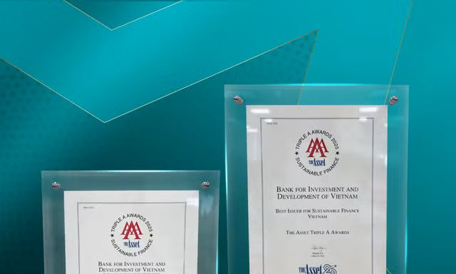 BIDV và cú đúp giải thưởng về tài chính bền vững