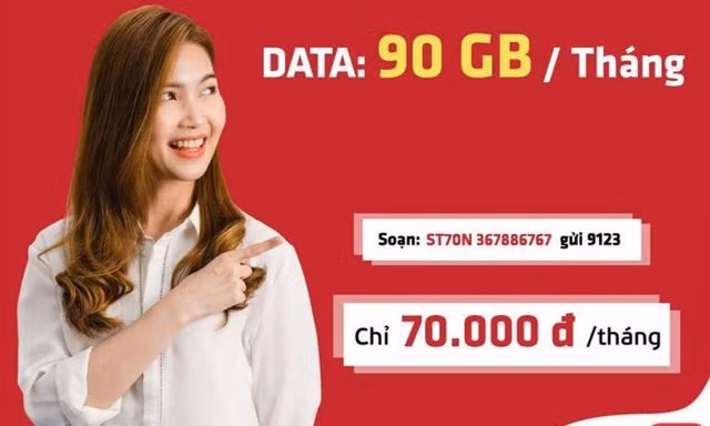ST70N Viettel – Gói cước có 90 GB Data chỉ với 70k / tháng