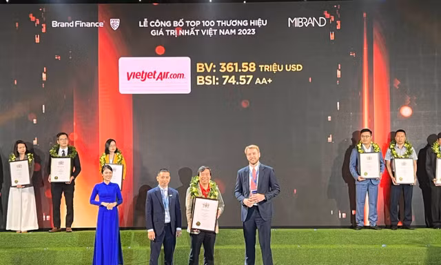 Vietjet là một trong 100 thương hiệu giá trị nhất Việt Nam