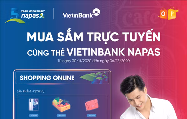 Hấp dẫn CTKM 'Mua sắm trực tuyến cùng thẻ VietinBank NAPAS'