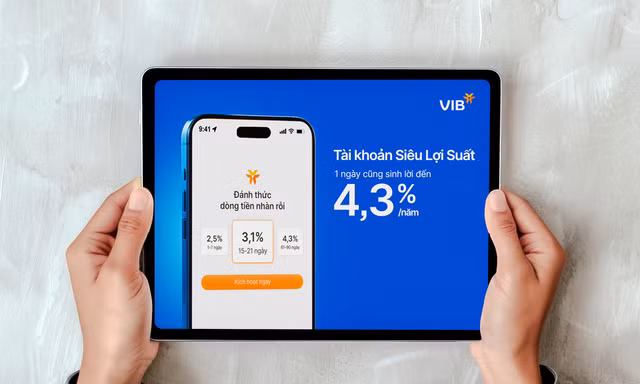 Tài khoản Siêu Lợi Suất từ VIB - khai phóng sức mạnh tiền nhàn rỗi với lợi suất mỗi ngày cao gấp 43 lần