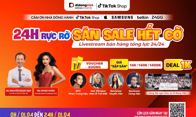 Di Động Việt chơi lớn livestream 24h cùng Hoa hậu Ngọc Châu tung loạt deal 0Đ, 1Đ, voucher đến 14 triệu đồng