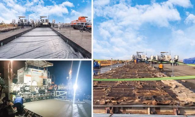 Mẻ bê tông xi măng đầu tiên của đường cất hạ cánh dự án sân bay Long Thành