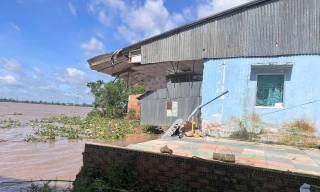 6 căn nhà đổ sụp xuống sông trong đêm