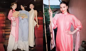 Mẫu áo dài "hot hit" nhất Tết Ất Tỵ: Minh Hằng mặc đụng hàng Hồ Ngọc Hà