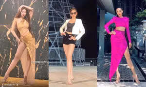 Hoa hậu Đỗ Thị Hà, Thanh Thủy khoe đôi chân cực phẩm qua ống kính cam thường