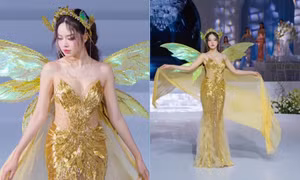 Hoa hậu Thanh Thủy hóa nàng tiên hoa, xử lý tinh tế khi gặp sự cố trên sàn diễn