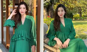 Chỉ với một bộ váy, Hoa hậu Đỗ Mỹ Linh xứng danh “cao thủ giấu bụng”
